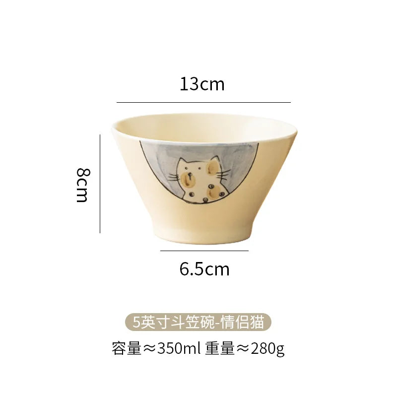 Cartoon Cat Ceramic Bowl hand-painted by Love My Pet