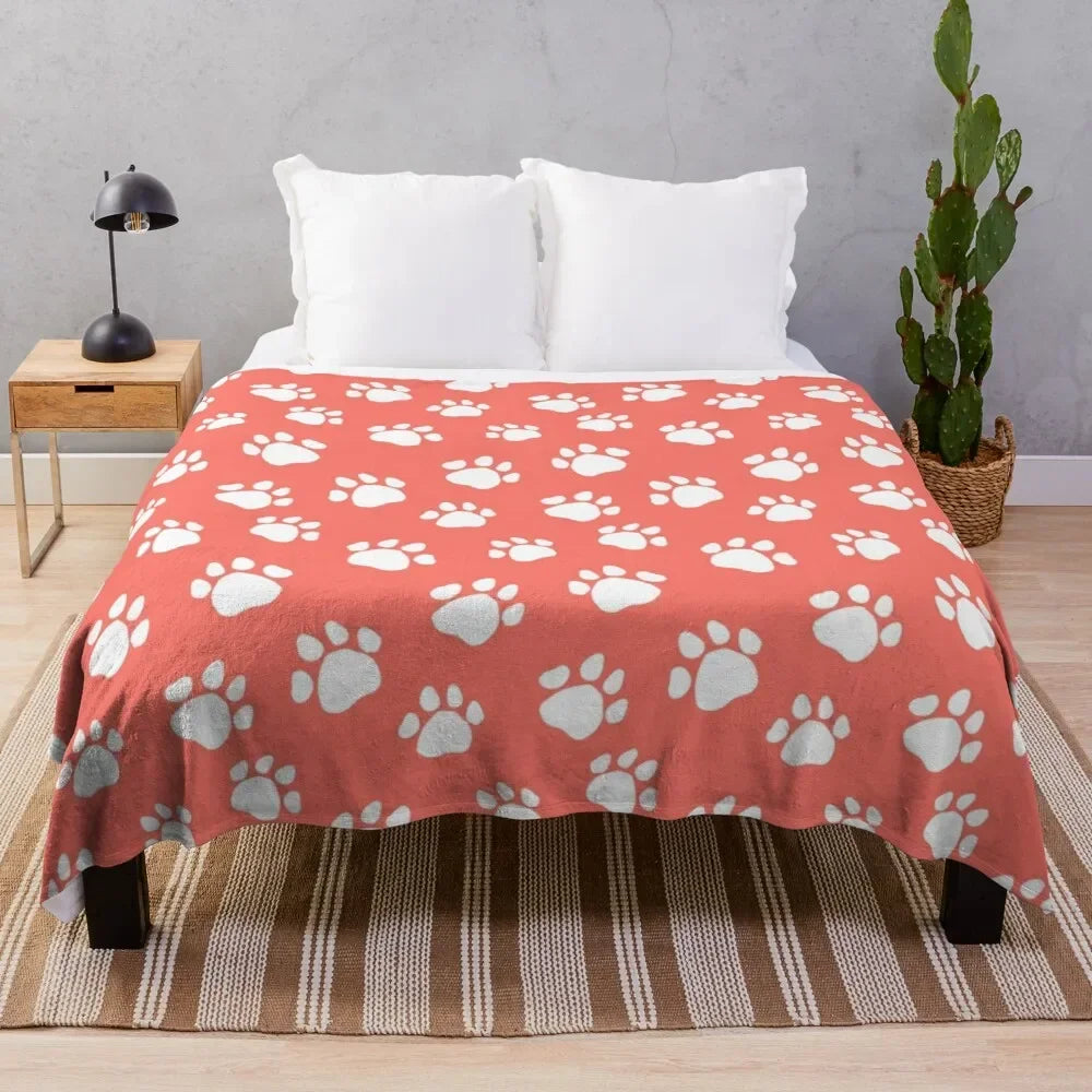 Pawprint Flannel Throw Blankets by Love My Pet