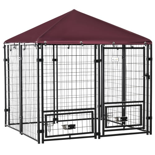 Welded Wire Steel Dog Pen, With Waterproof And UV Resistant Awning by Love My Pet