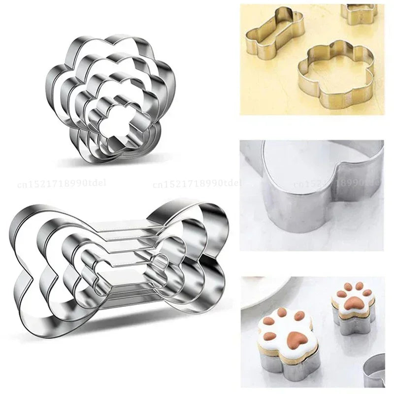 Cookie Cutter Mold Stainless Steel Pet Dog Bone And Paw Shaped by Love My Pet