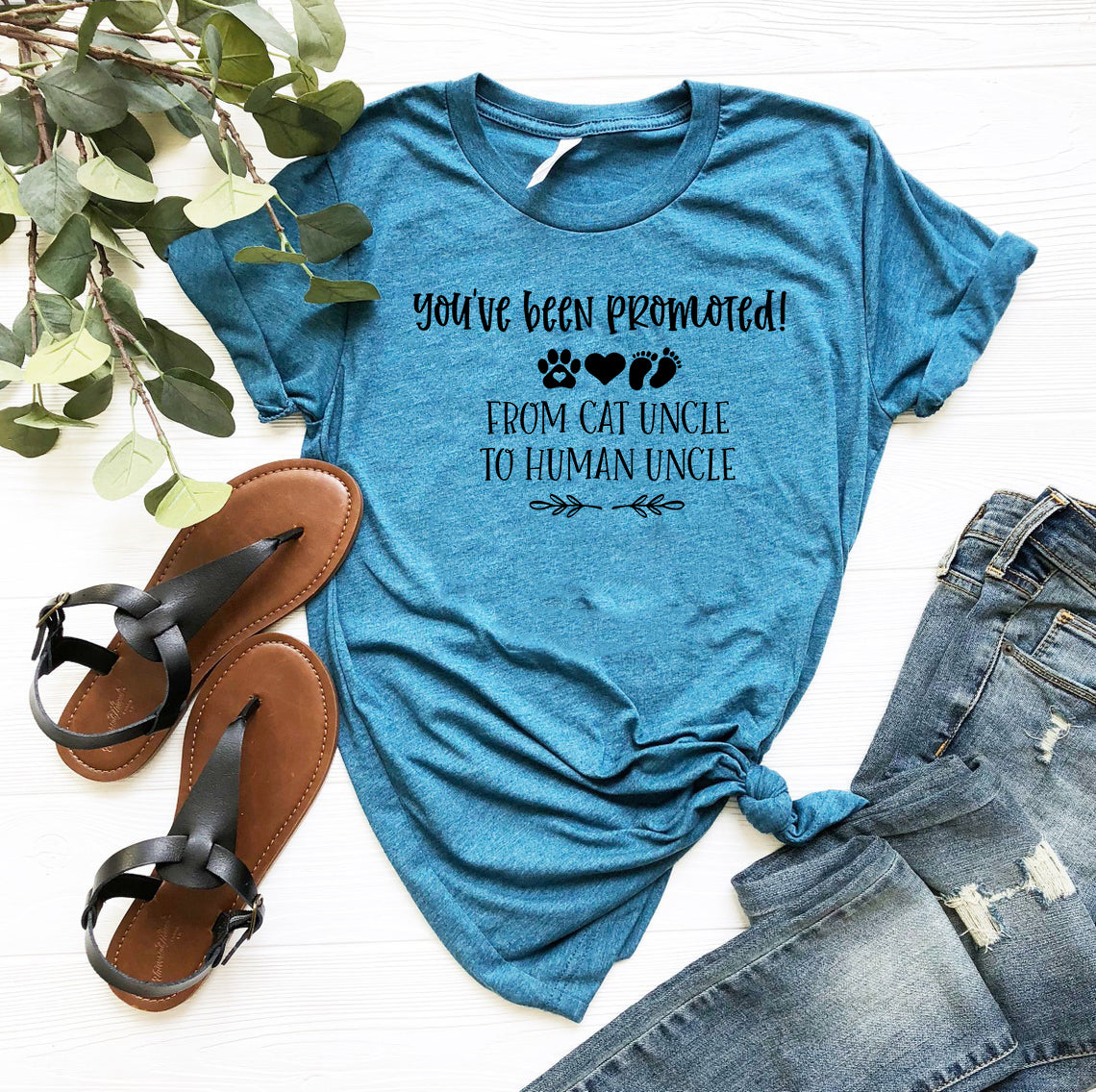 You've Been Promoted from Cat Uncle to Human Uncle T-Shirt by Furr Baby Gifts