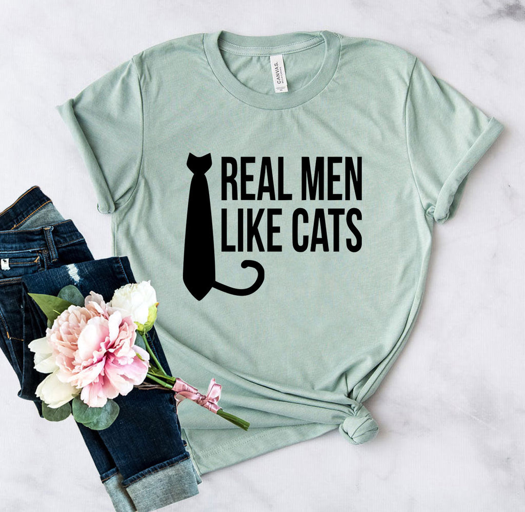 Real Men Like Cat T-Shirt by Furr Baby Gifts