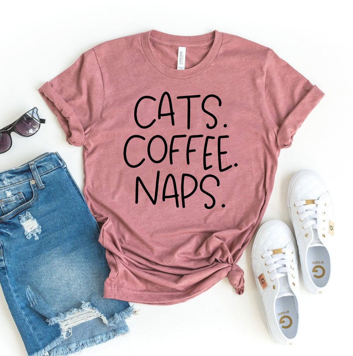 Cats Coffee Naps T-Shirt by Furr Baby Gifts