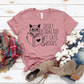 Easily Distracted By Cats & Books T-Shirt by Furr Baby Gifts