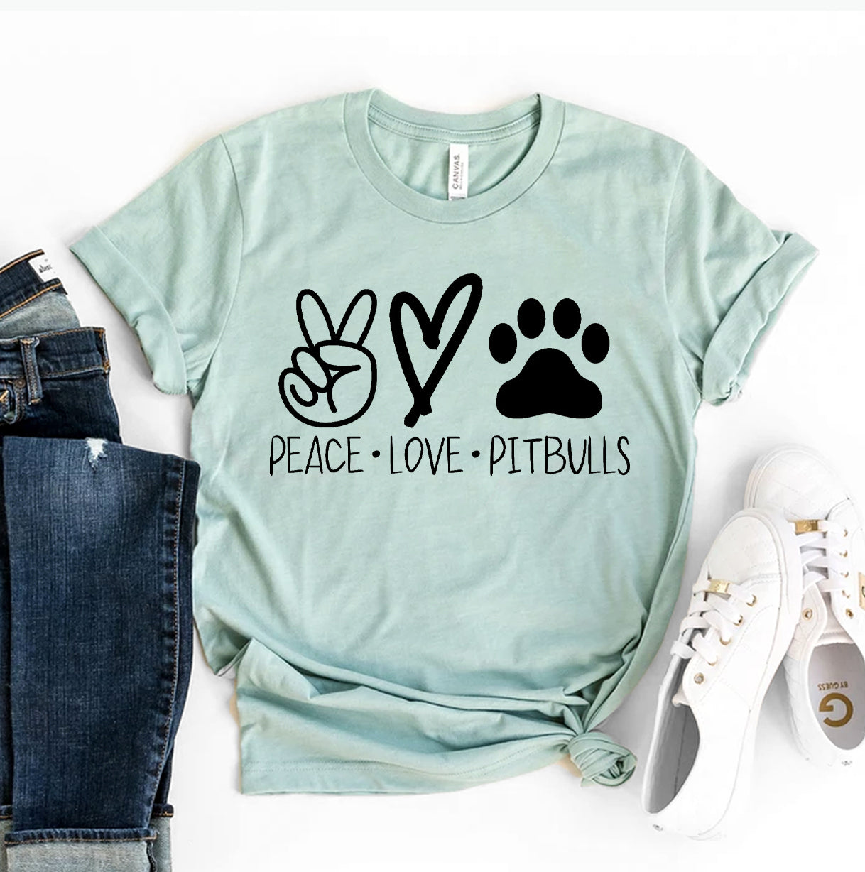 Peace Love Pitbulls T-shirt by Furr Baby Gifts