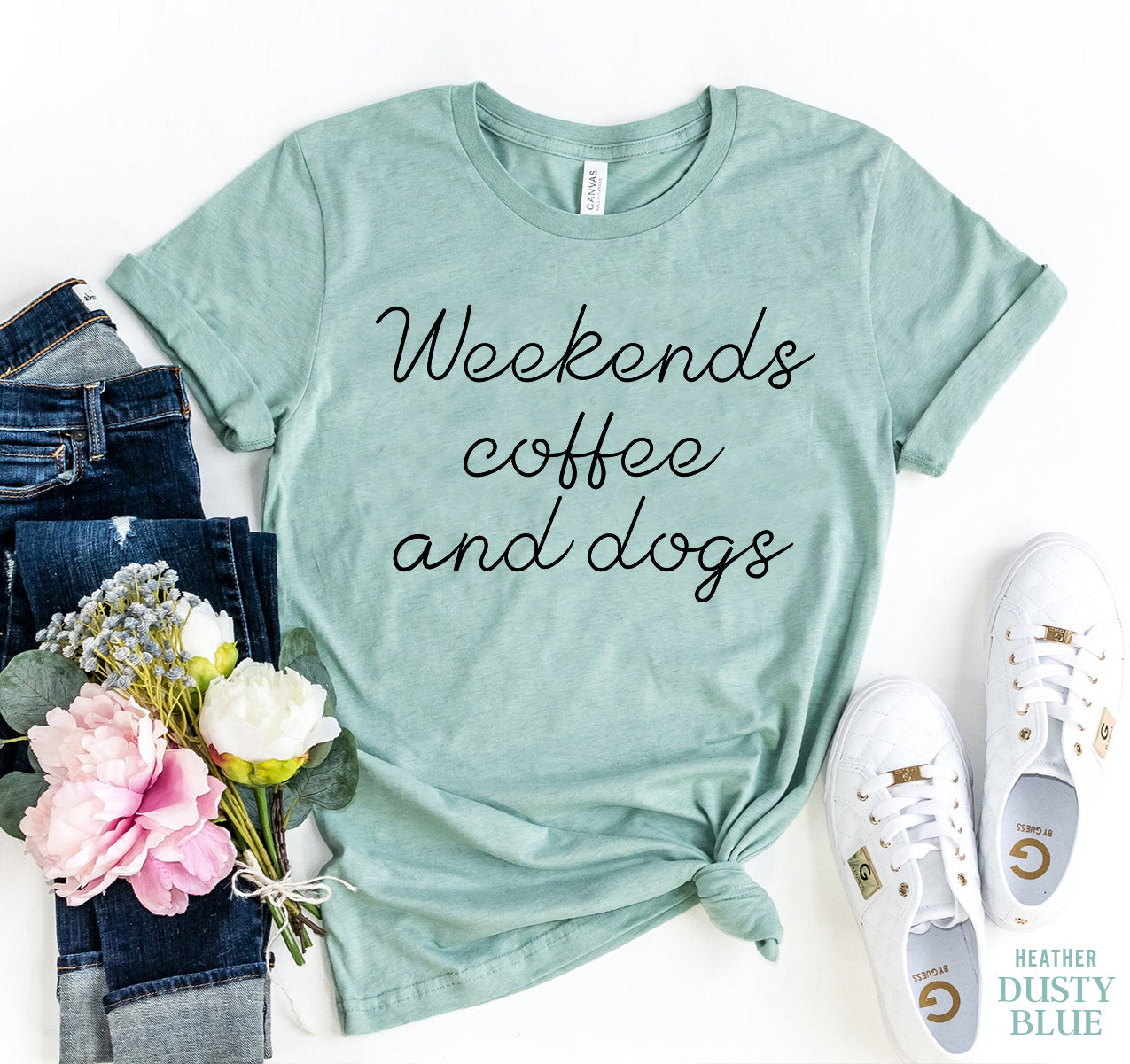 Weekends Coffee And Dogs T-Shirt by Furr Baby Gifts