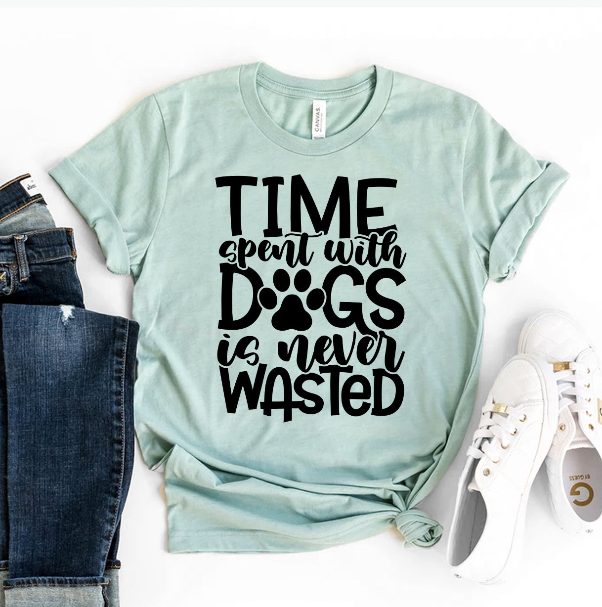Time Spent With Dogs Is Never Wasted T-Shirt by Furr Baby Gifts