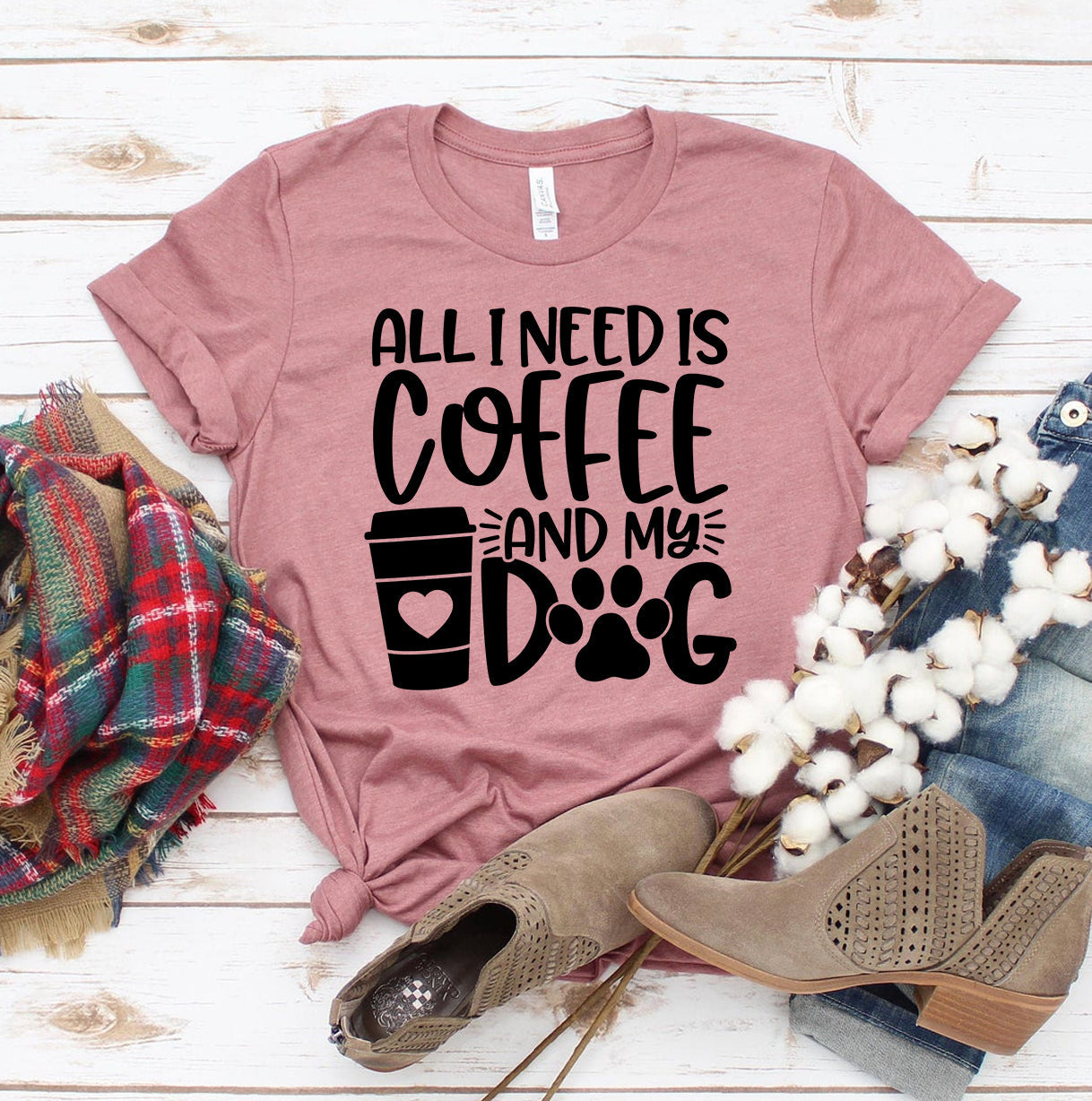 All I Need Is Coffee And My Dog T-Shirt by Furr Baby Gifts