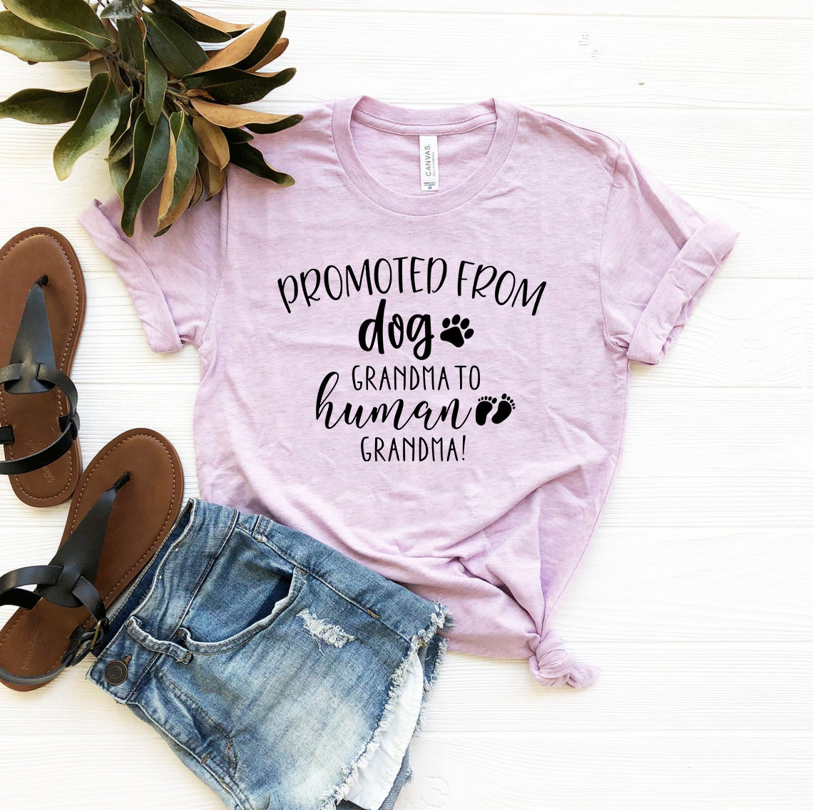 Promoted from Dog Grandma to Human Grandma T-Shirt by Furr Baby Gifts