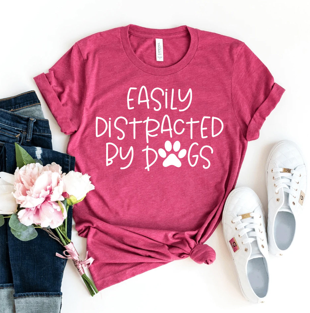Easily Distracted By Dogs T-Shirt by Furr Baby Gifts