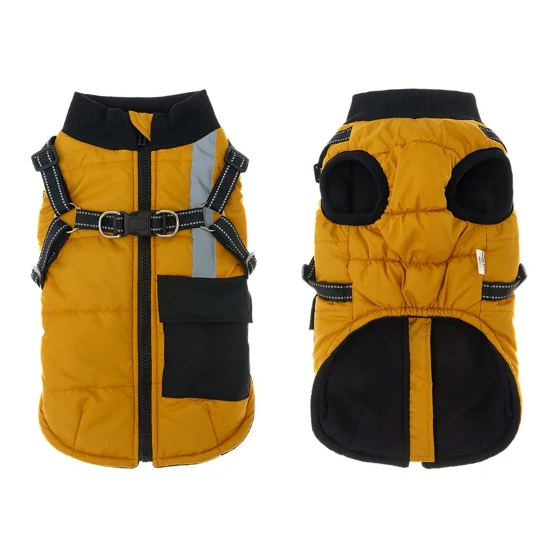 Winter Warm Dog Clothes With Harness, Windproof Pet Vest by Love My Pet