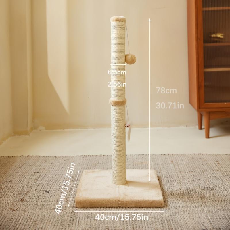 Rope With Hanging Ball Toy Cat Scratching Post Indoor Space Saving Stable Base Promote Cat Claw Health And Fun Exercise by Love My Pet
