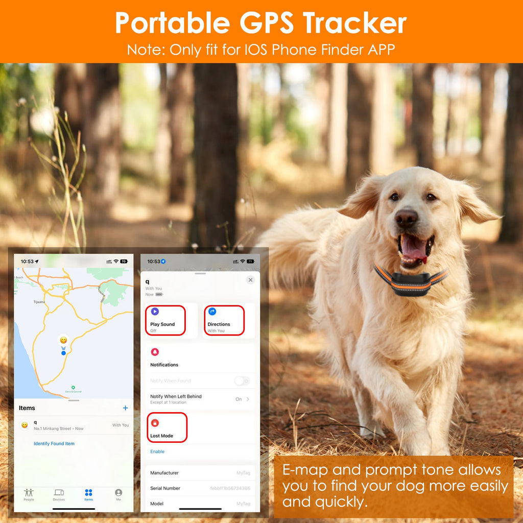 2 In 1 Dog GPS Fence Tracker Wireless, Dog Collar With 32-2887FT Radius IPX6 Waterproof For Small Medium to Large Dogs