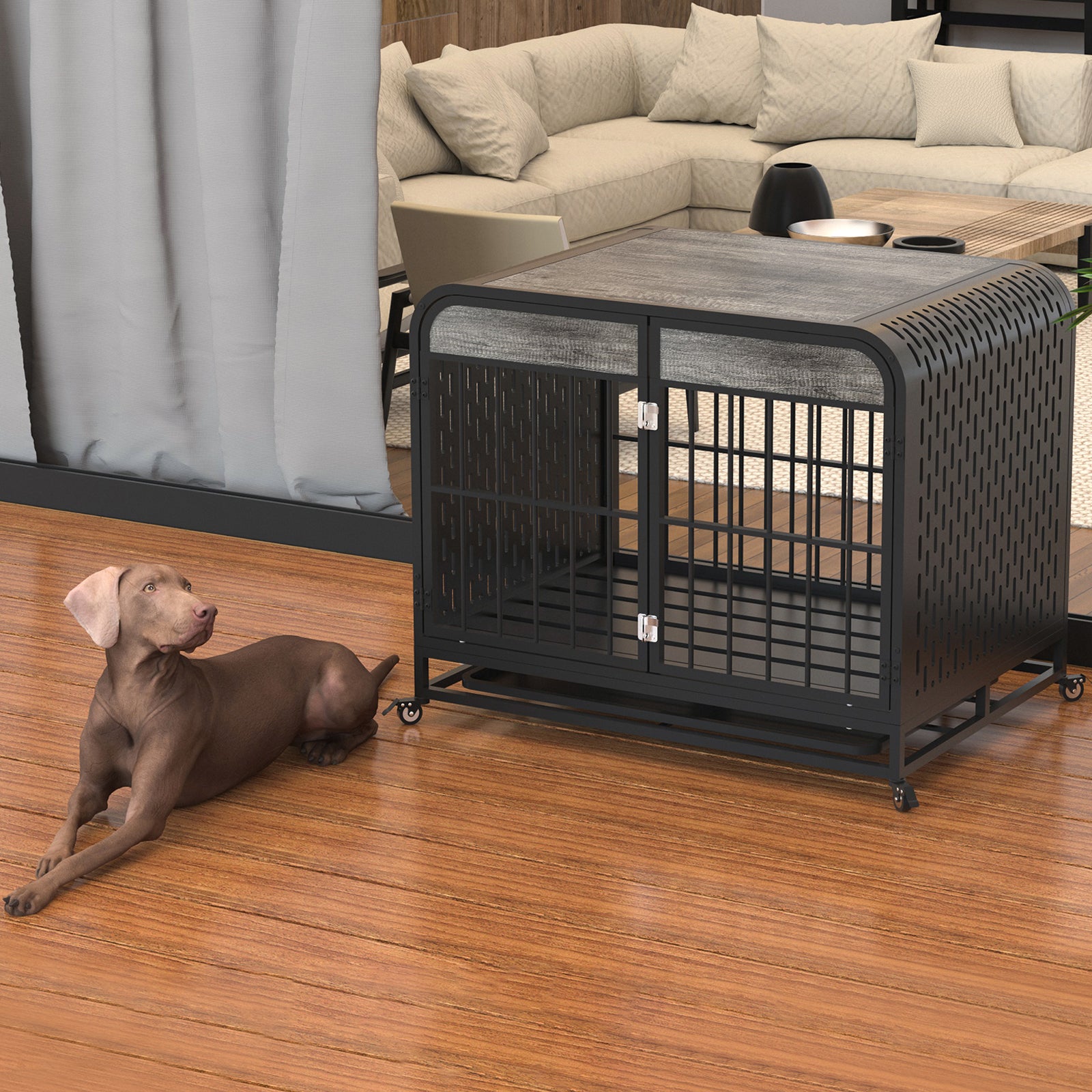Heavy Duty Wooden Dog Crate Furniture Table by VetsPetStore