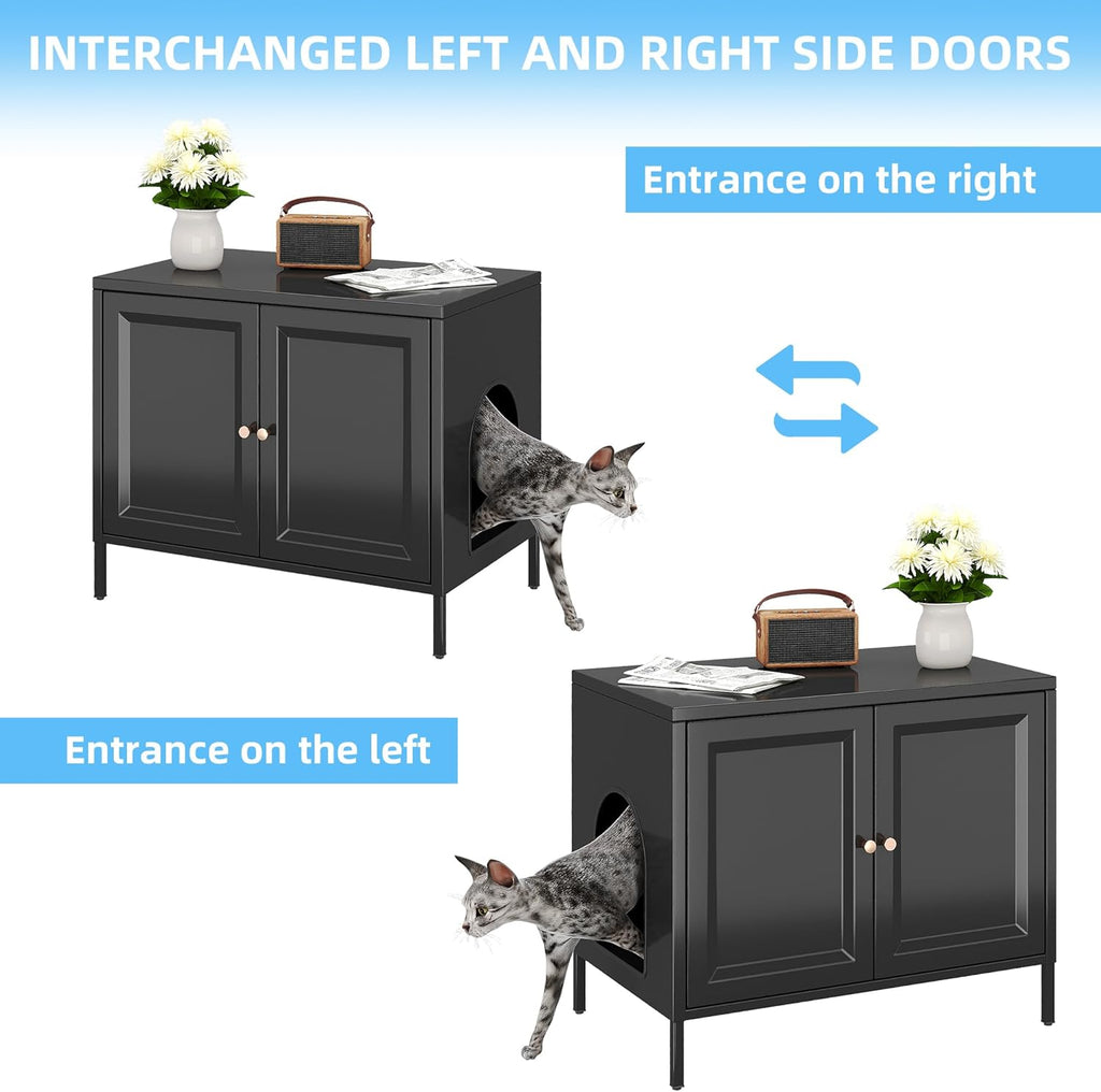 Cat Litter Box Enclosure Furniture With Barn Door