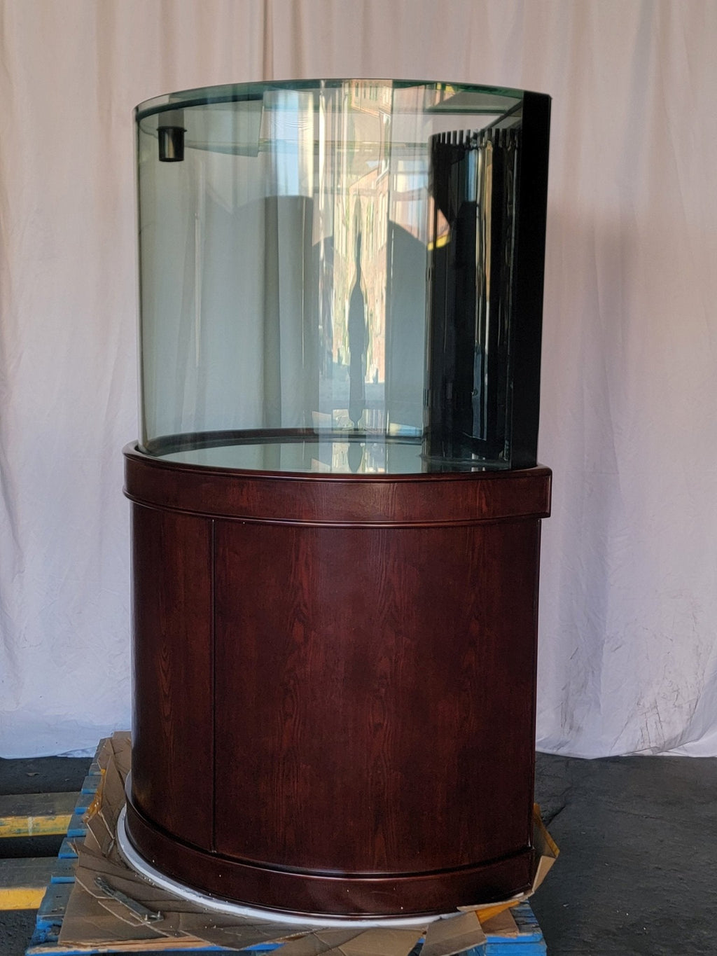 Display Model 133g 3/4 Cylinder Round Glass Reef-Ready Aquarium + Sump in Rose Cherry Furniture by AQUA VIM