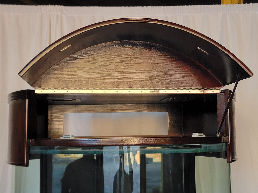 Display Model 133g 3/4 Cylinder Round Glass Reef-Ready Aquarium + Sump in Rose Cherry Furniture by AQUA VIM