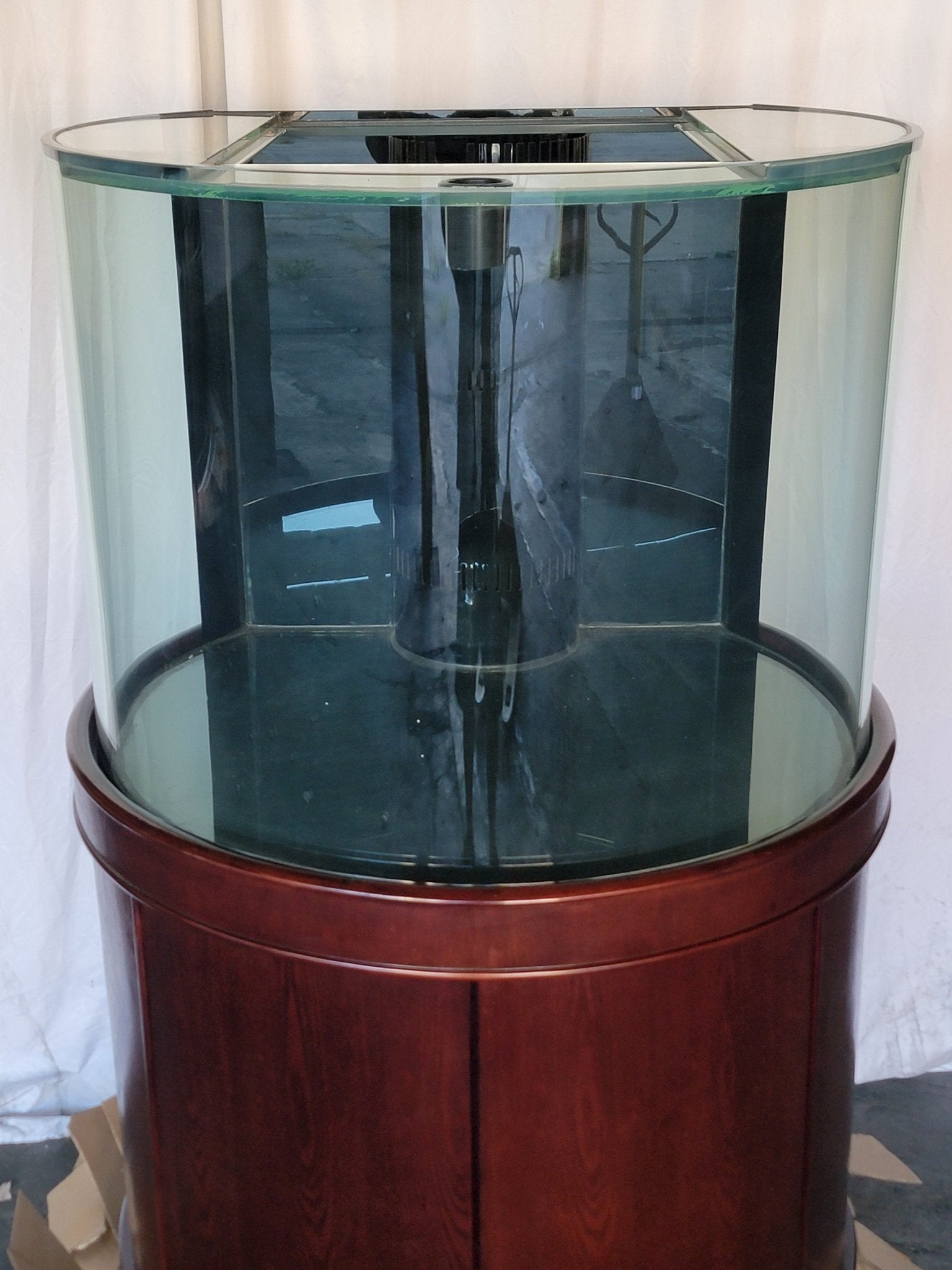 Display Model 133g 3/4 Cylinder Round Glass Reef-Ready Aquarium + Sump in Rose Cherry Furniture by AQUA VIM