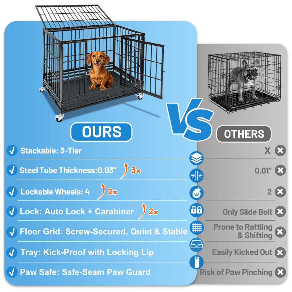 37" Stackable Heavy Duty Dog Kennel 371D08 by Homey Pet Official