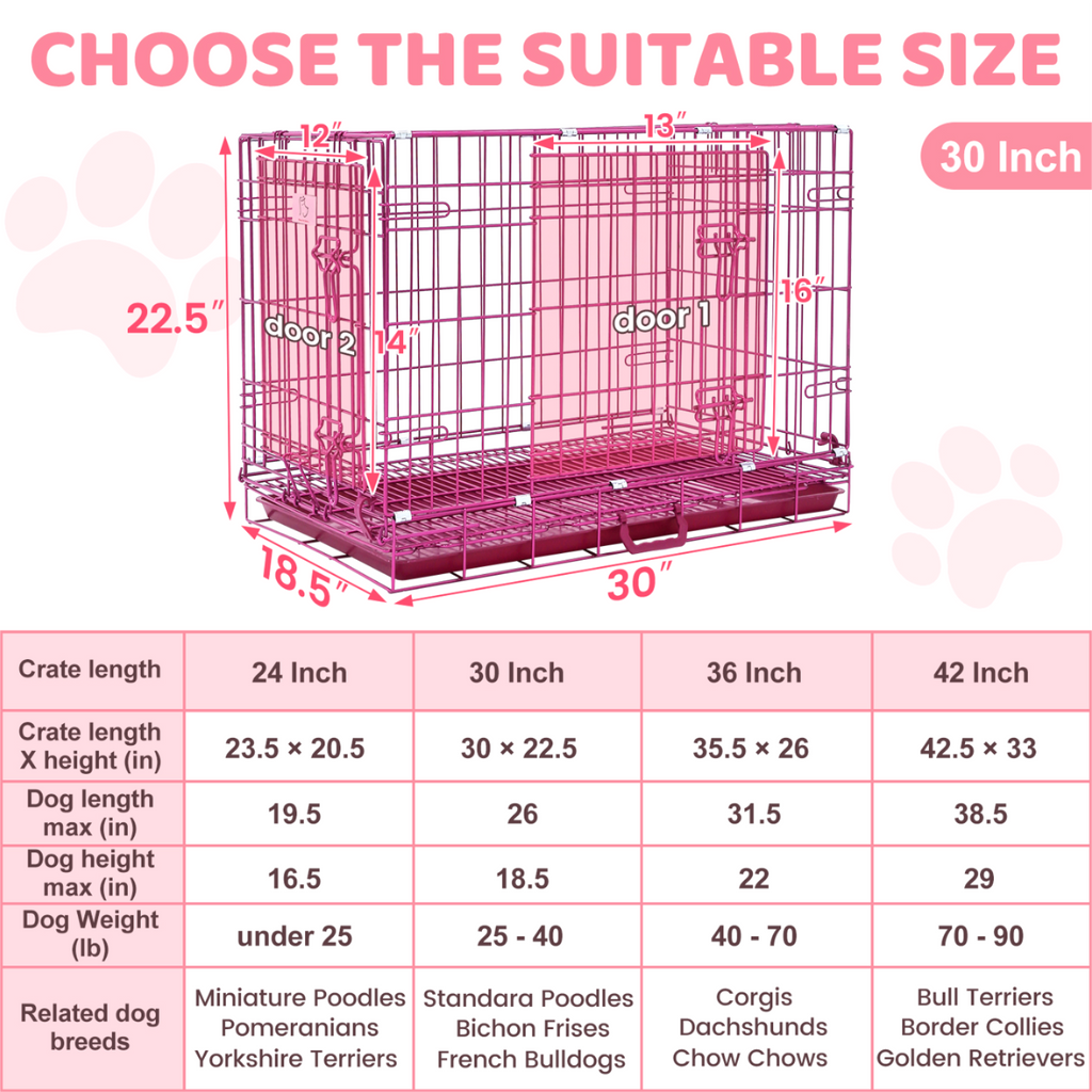 24-42" Collapsible Pink Dog Crate RED24-42 by Homey Pet Official