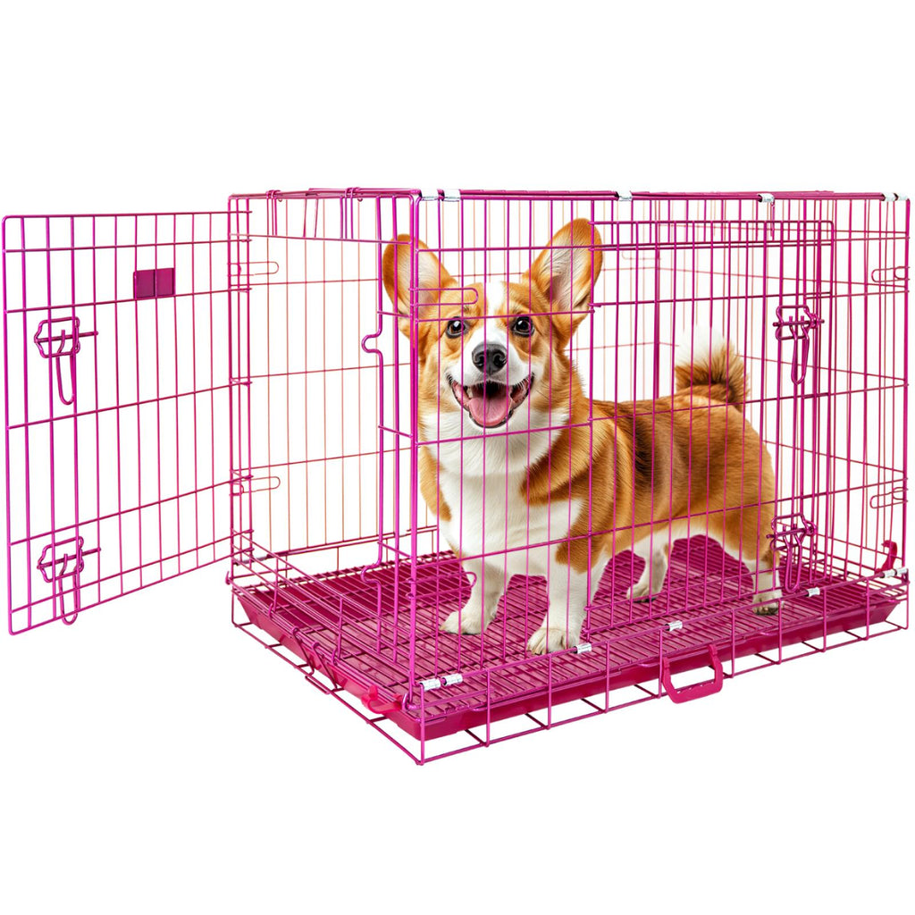 24-42" Collapsible Pink Dog Crate RED24-42 by Homey Pet Official
