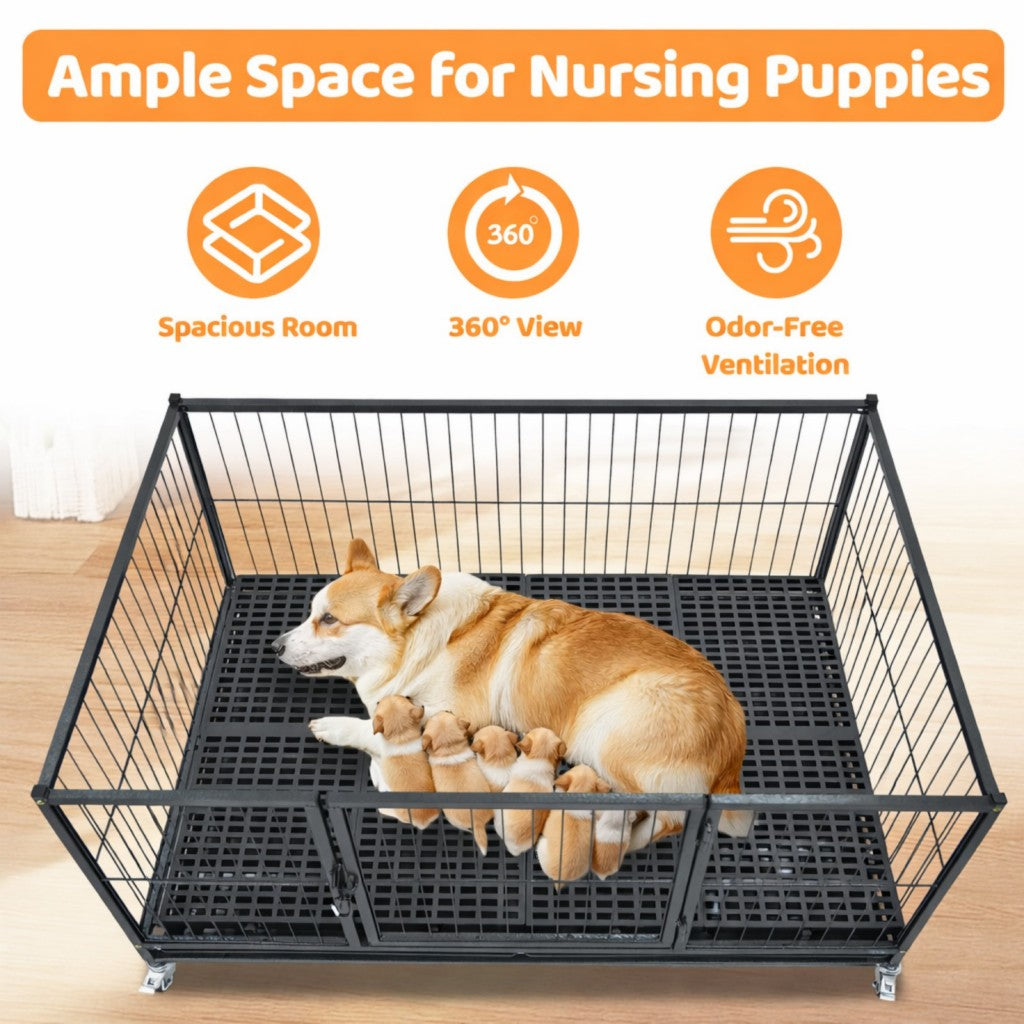 42" Stackable Dog Crate 43S+WHLP02 by Homey Pet Official