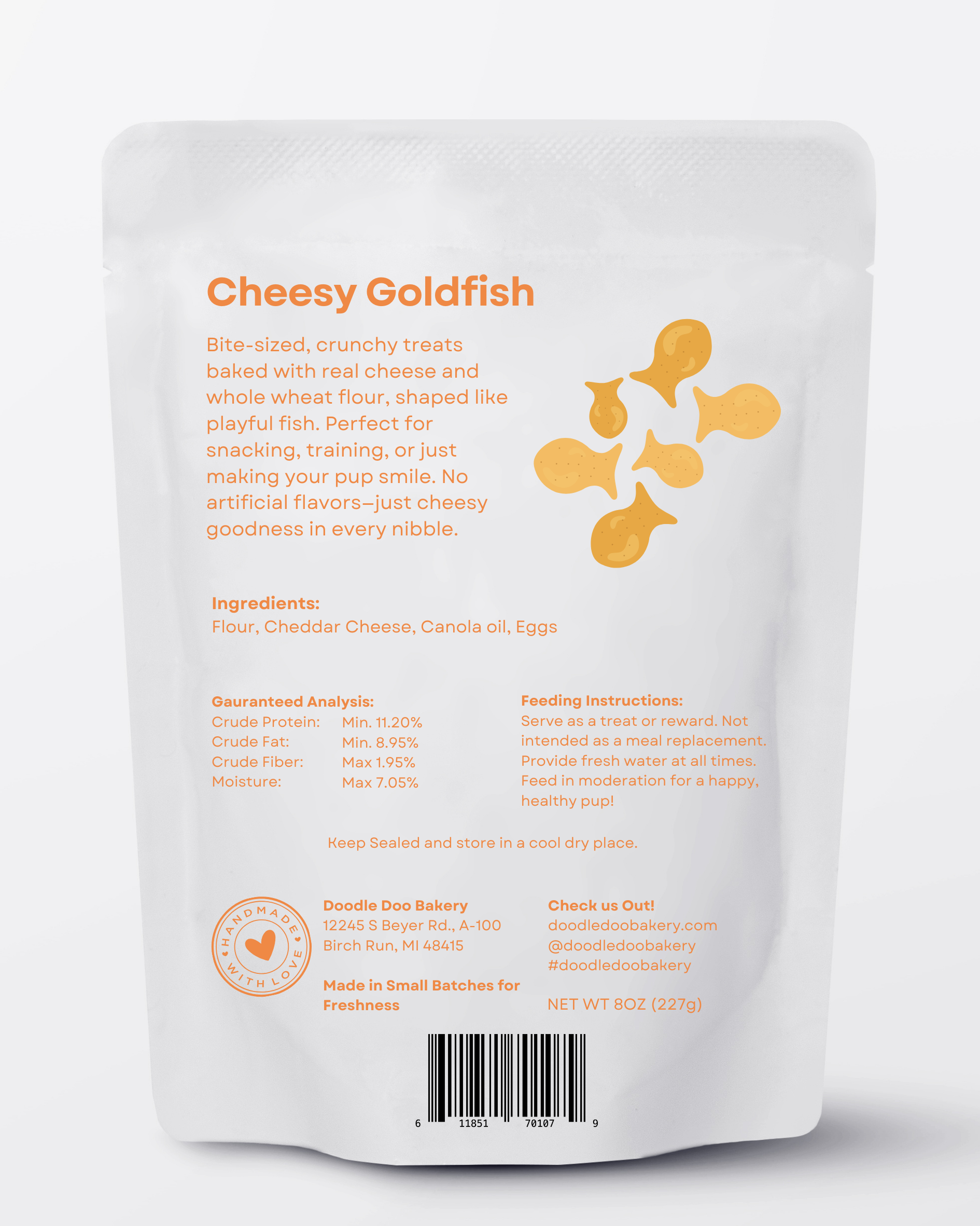 Homemade Dog Treats - Cheesy Goldfish 1/2lb 🐶 by Doodle Doo Bakery