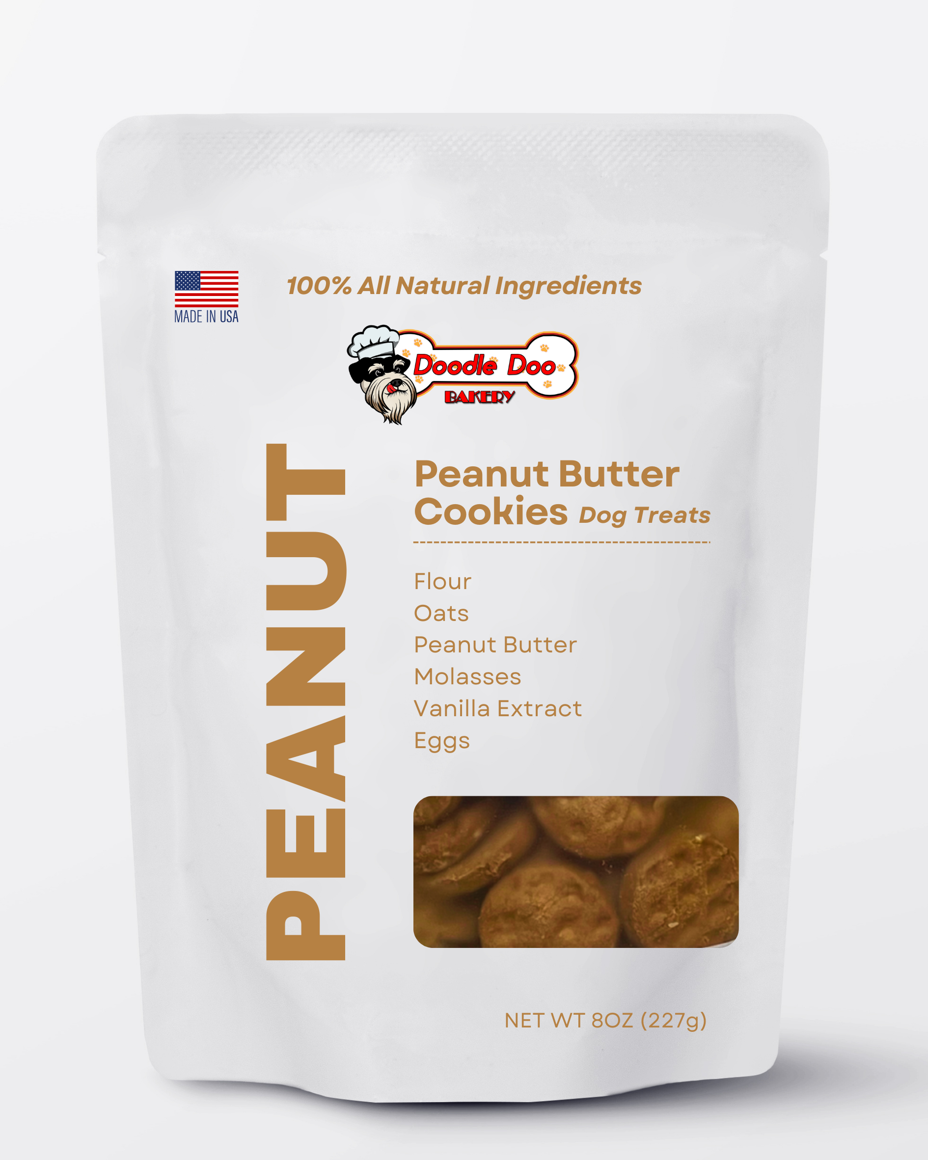 Homemade Dog Treats - 🥜 Peanut Butter Cookies Treat 1/2lb by Doodle Doo Bakery