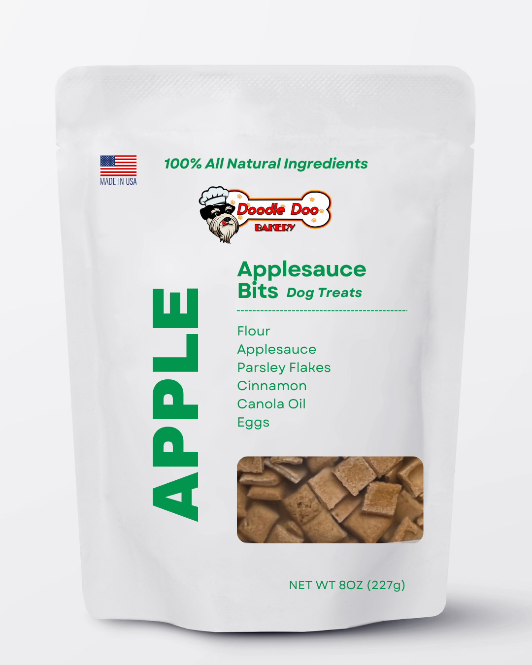 Homemade Dog Treats -🍏 Apple Bits Dog Biscuits 1/2 lb. by Doodle Doo Bakery