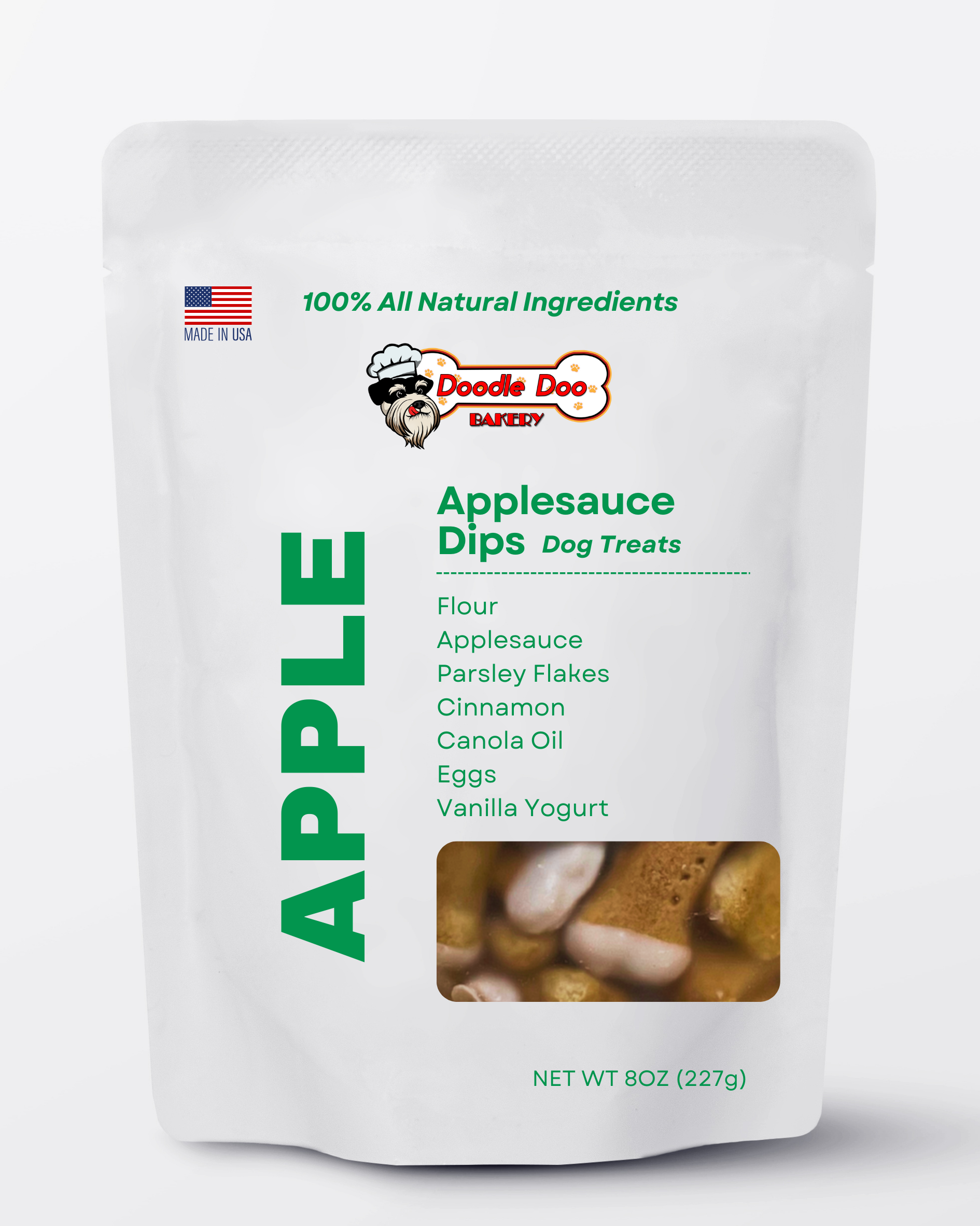 Homemade Dog Treats - 🍏 Applesauce Dips Treat 1/2lb 🍦 by Doodle Doo Bakery