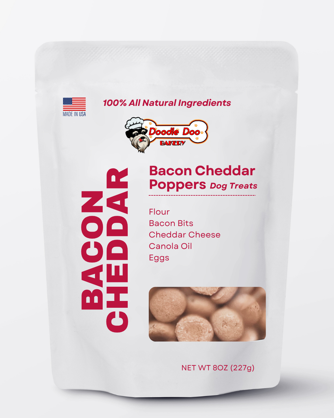 🥓 Homemade Dog Treats - Bacon Cheddar Poppers Treat 1/2lb by Doodle Doo Bakery