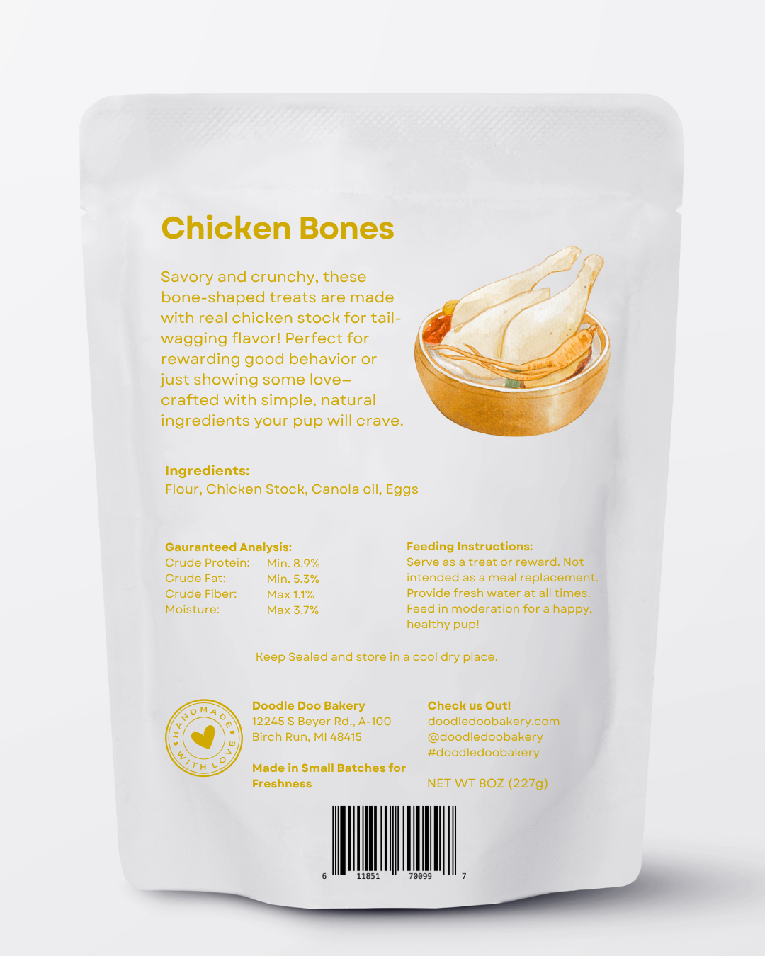 🍗Homemade Dog Treats - Chicken Treat 1/2lb by Doodle Doo Bakery
