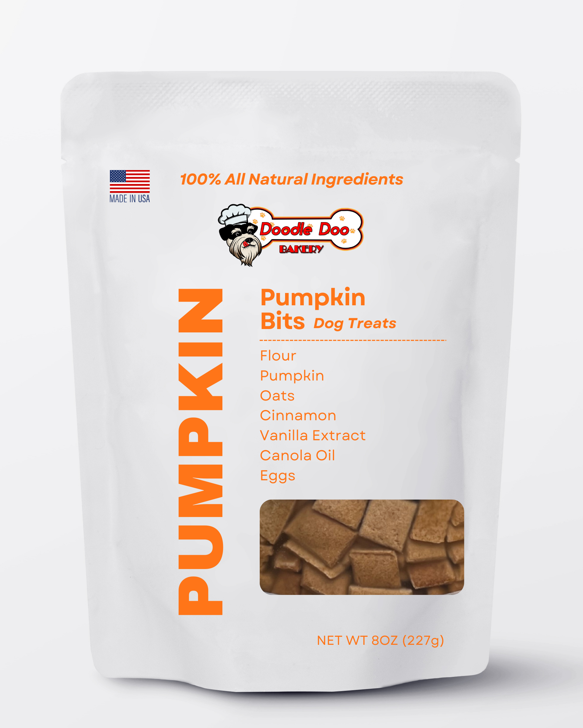 Homemade Dog Treats - 🎃 Pumpkin Bits Dog Biscuits 1/2lb by Doodle Doo Bakery