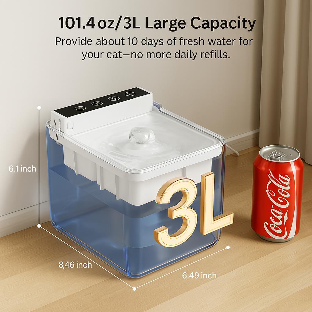 Wired Automatic Pet Fountain, Automatic Water Dispenser Sensing Function by Love My Pet