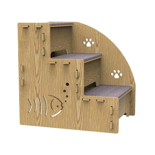 3-Step Wooden Pet Stairs, Non-Slip by Love My Pet