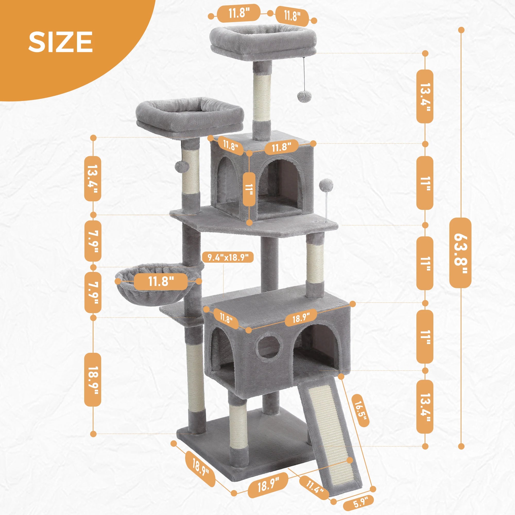 Cat Tree House with Hanging Ball Cat Condos by Love My Pet