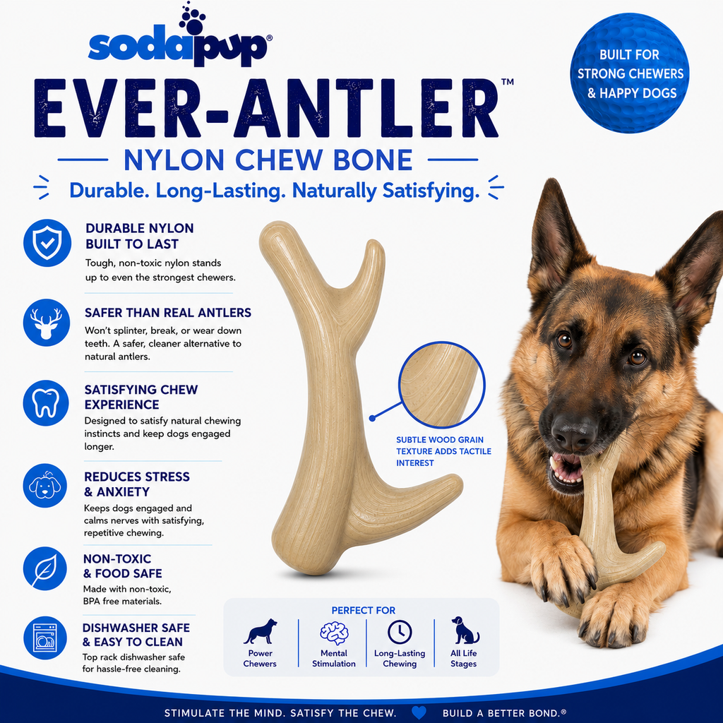 Ever Antler Nylon Chew Bone | Elk Antler Shaped Dog Toy for Aggressive Chewers | SodaPup by SodaPup/True Dogs, LLC