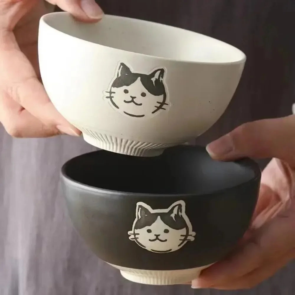 Hand-painted Stoneware Cat Face Ceramic Bowl by Love My Pet