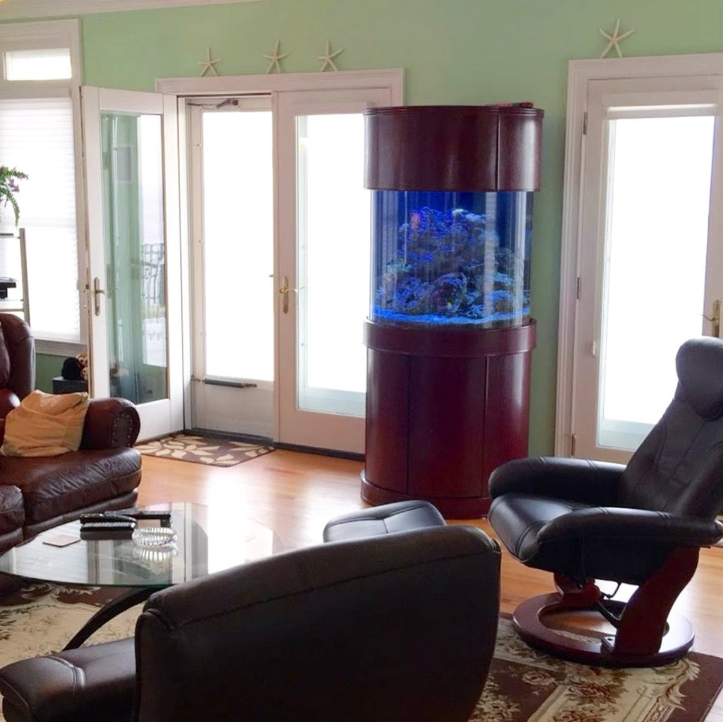 90 Gallon Glass 3/4 Cylinder Round Aquarium With Stand and Canopy in Golden Oak by Northeast Aquariums LLC