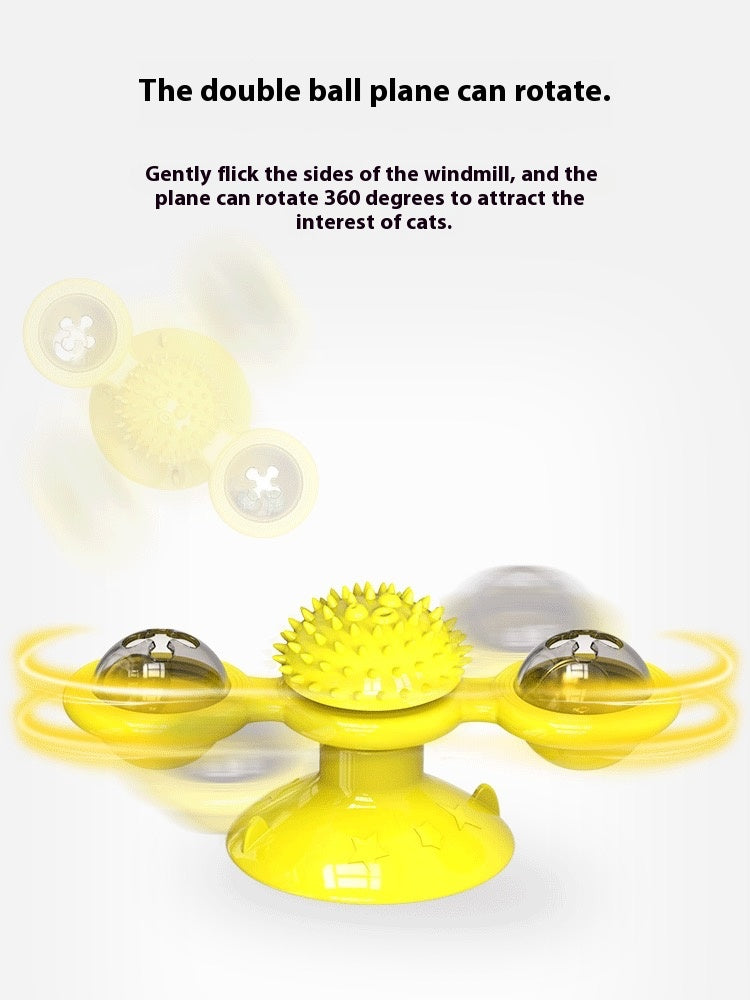 Cat Entertainment Set- Rotating Disk, Feather Teasers, Tumbler, Windmill Toy