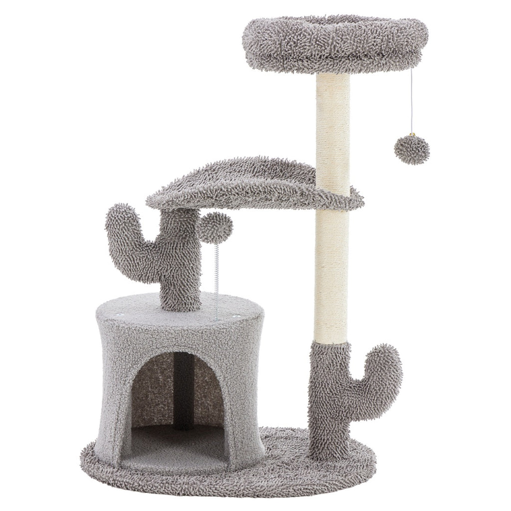 Small Cat Tree Tower, 33 Cat Scratching Post With Curved Bed by VetsPetStore
