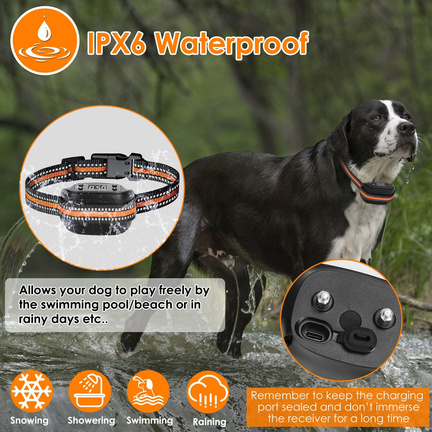 2 In 1 Dog GPS Fence Tracker Wireless, Dog Collar With 32-2887FT Radius IPX6 Waterproof For Small Medium to Large Dogs