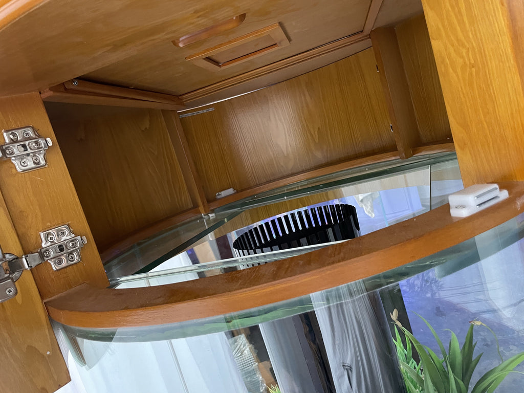 100 Gallon GLASS Cylinder Round Aquarium Reef Ready with Premium Cherry Wood Furniture by Northeast Aquariums LLC