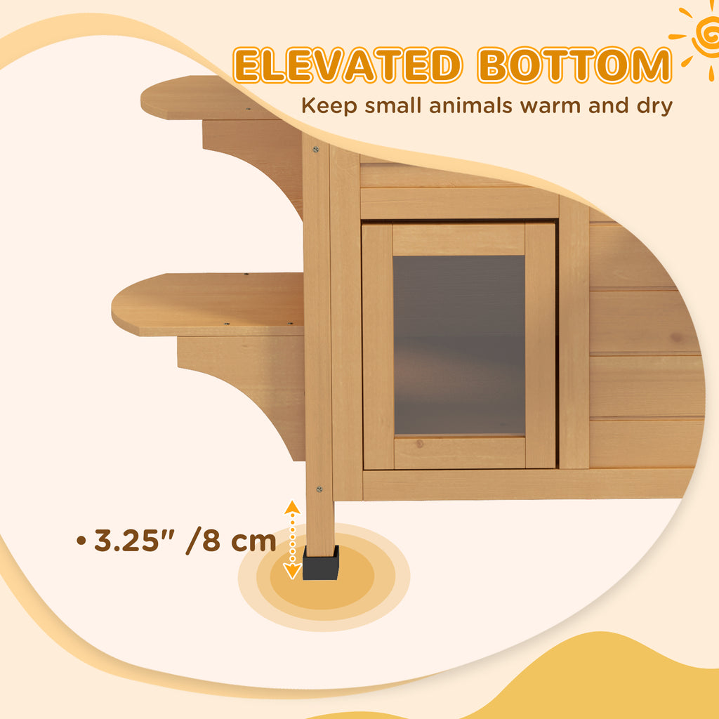 2-Story Wooden Outdoor Feral Cat Shelter With Escape Door Asphalt Roof by VetsPetStore