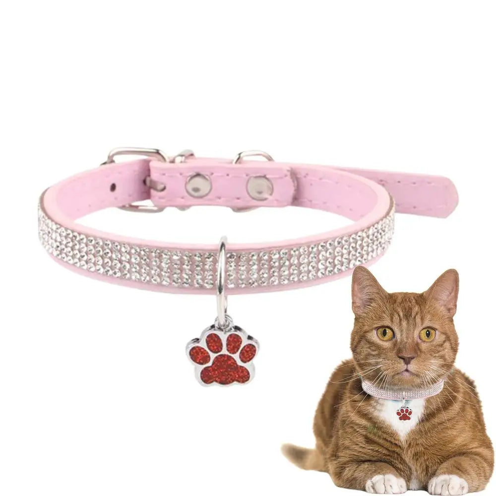 Sparkling Pet Collars With Paw Print Tag by Love My Pet