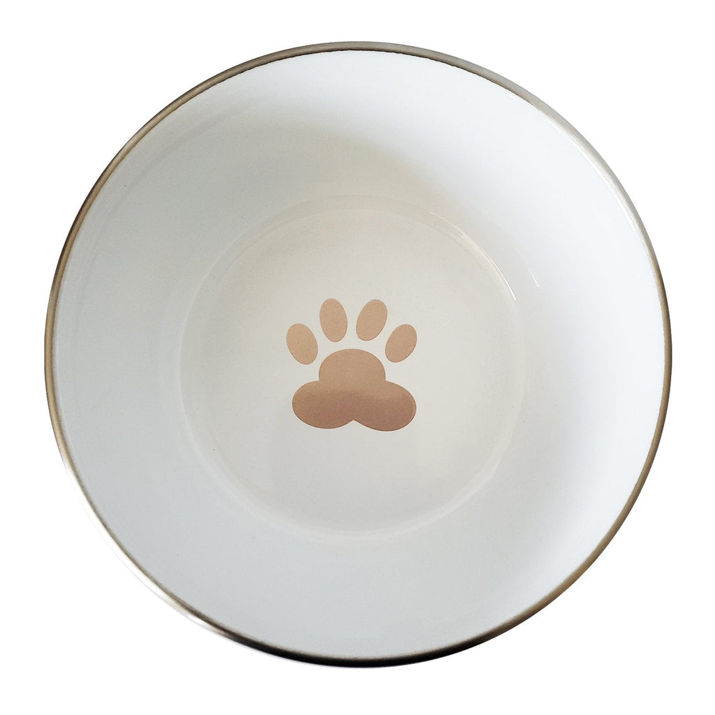 Deep Dog Bowl with Paw Print Design – Stainless Steel Bowl, Ideal for Small, Medium to Large Dogs – Rose Gold by American Pet Supplies