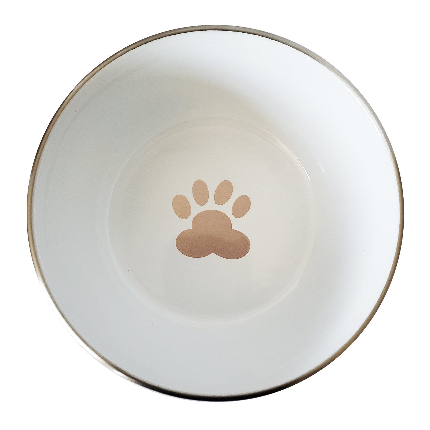 Deep Dog Bowl with Paw Print Design – Stainless Steel Bowl, Ideal for Small, Medium to Large Dogs – Rose Gold by American Pet Supplies
