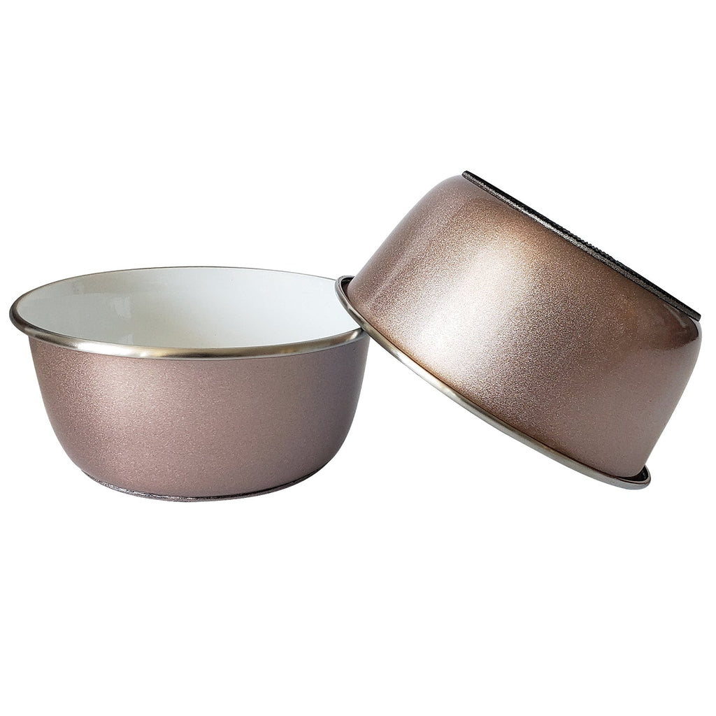 Deep Dog Bowl with Paw Print Design – Stainless Steel Bowl, Ideal for Small, Medium to Large Dogs – Rose Gold by American Pet Supplies