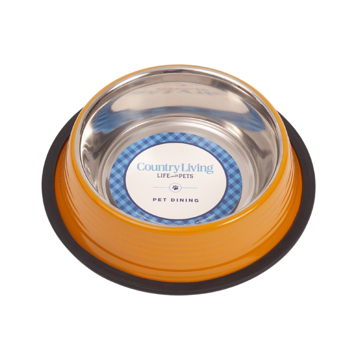 Country Living Set of 2 Ribbed Non-Slip Pet Bowls – Golden Yellow by American Pet Supplies