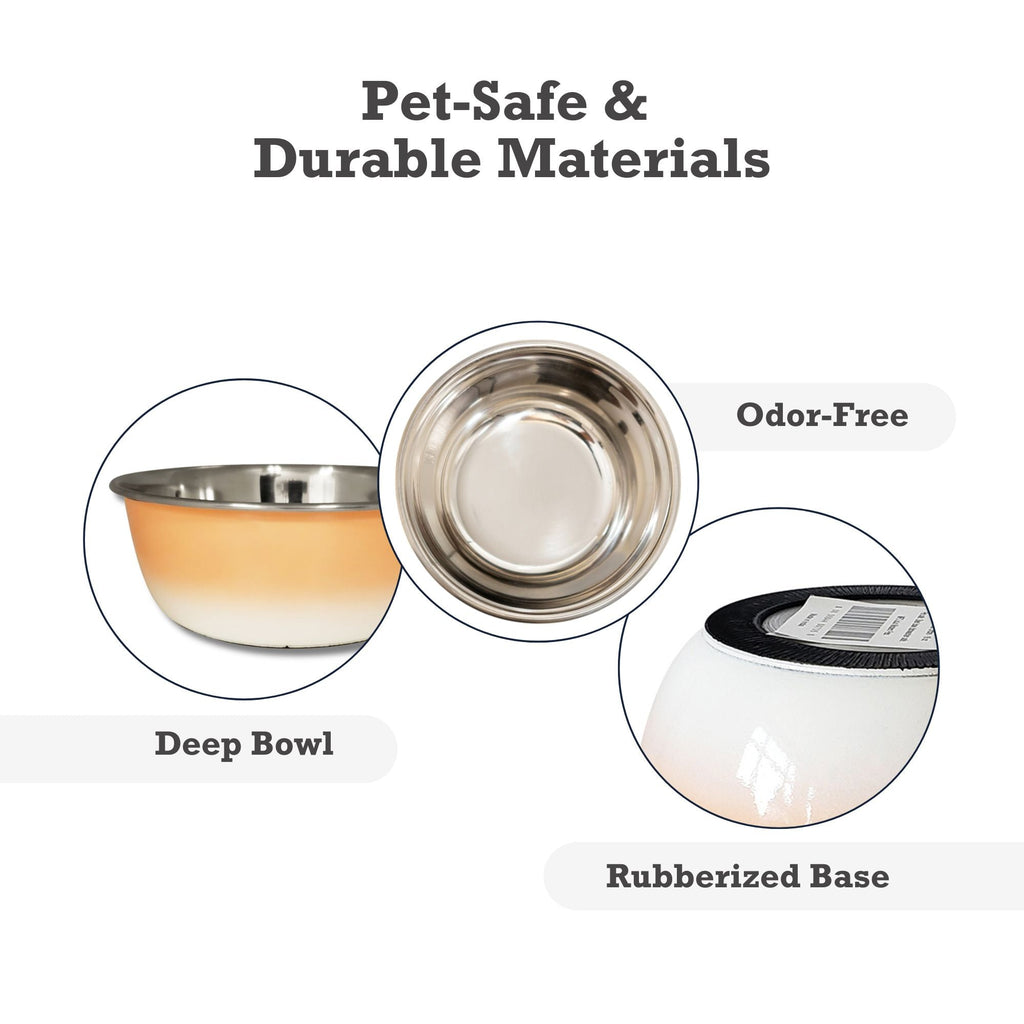 Deep Dog Bowl – Stainless Steel Bowl, Ideal for Small, Medium & Large Dogs – Peach Coral by American Pet Supplies